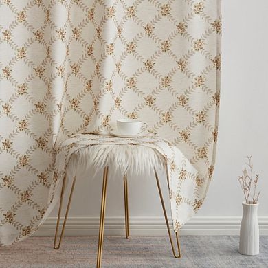 HLC.me Morgan Floral Decorative Grommet Window Treatment Curtain Drapery Panels - Pair