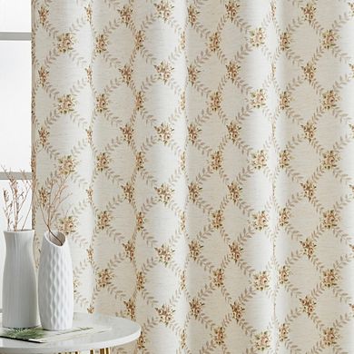 HLC.me Morgan Floral Decorative Grommet Window Treatment Curtain Drapery Panels - Pair