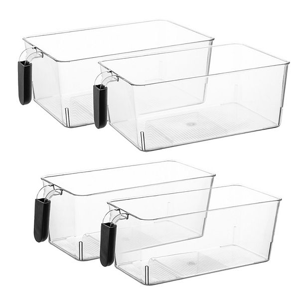 Medium and Large Acrylic Storage Organizer Fridge Bins with Handles