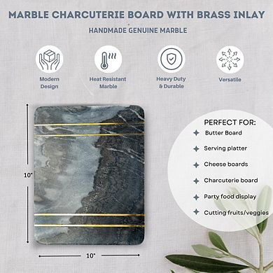 Grey Marble and Brass Inlay Charcuterie Board