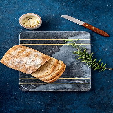 Grey Marble and Brass Inlay Charcuterie Board