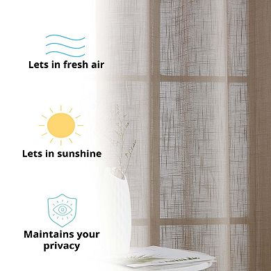 THD Serena Faux Linen Textured Semi Sheer Privacy Light Filtering Transparent Valance Grommet