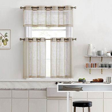 HLC.me Abbey Faux Linen Textured Semi Sheer Privacy Light Filtering Transparent Valance Grommet