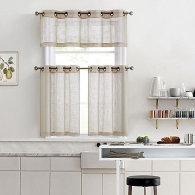 THD Serena Faux Linen Textured Semi Sheer Privacy Light Filtering Transparent Valance Grommet