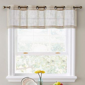 HLC.me Abbey Faux Linen Textured Semi Sheer Privacy Light Filtering Transparent Valance Grommet