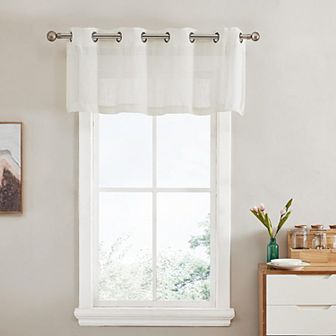 HLC.me Abbey Faux Linen Textured Semi Sheer Privacy Light Filtering Transparent Valance Grommet