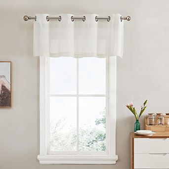 HLC.me Abbey Faux Linen Textured Semi Sheer Privacy Light Filtering Transparent Valance Grommet