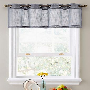 HLC.me Abbey Faux Linen Textured Semi Sheer Privacy Light Filtering Transparent Valance Grommet