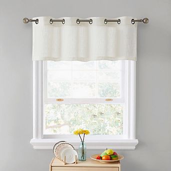 HLC.me Abbey Faux Linen Textured Semi Sheer Privacy Light Filtering Transparent Valance Grommet