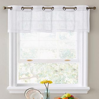 HLC.me Abbey Faux Linen Textured Semi Sheer Privacy Light Filtering Transparent Valance Grommet