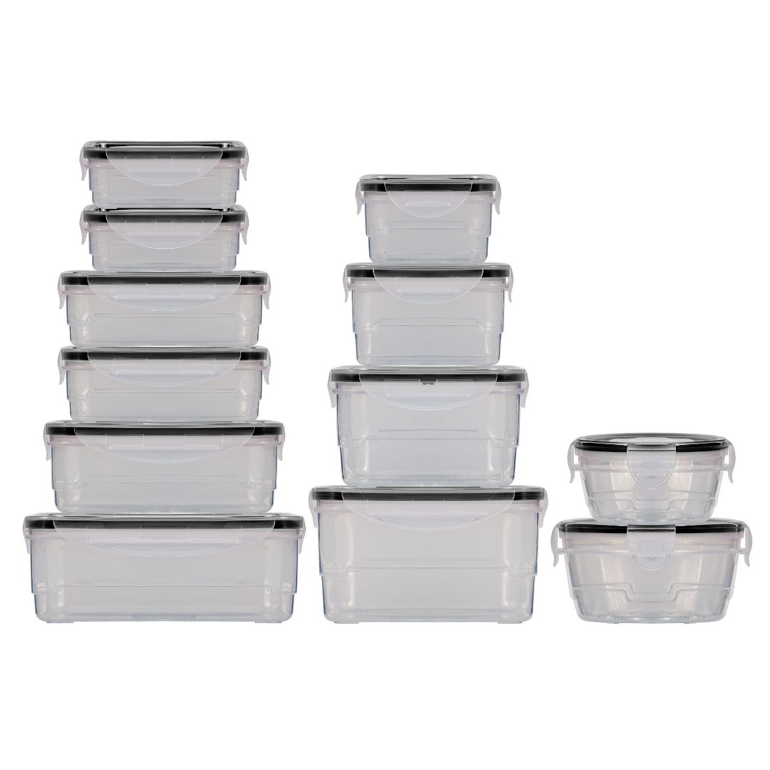 Cheer Collection Set of 6 42oz Airtight Food Storage Containers (Black)