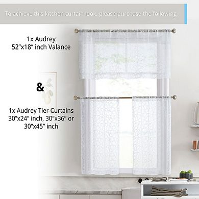 HLC.me Audrey Embroidered Sheer Voile Window Curtain Rod Pocket Valance