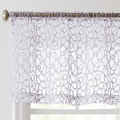 HLC.me Audrey Embroidered Sheer Voile Window Curtain Rod Pocket Valance
