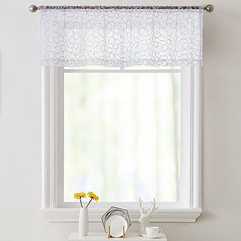 HLC.me Audrey Embroidered Sheer Voile Window Curtain Rod Pocket Valance