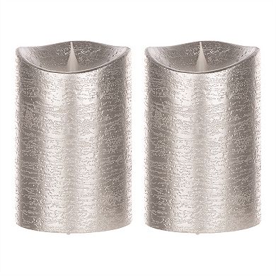 Chic Metallic Designer Led Candle With Remote (Set of 2)