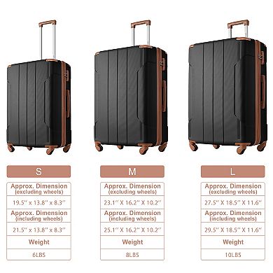 Merax Hardshell Luggage Sets 3 Pcs Spinner Suitcase with TSA Lock
