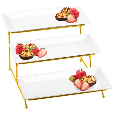 3 Tier Classic Ceramic Rectangular Serving Platter