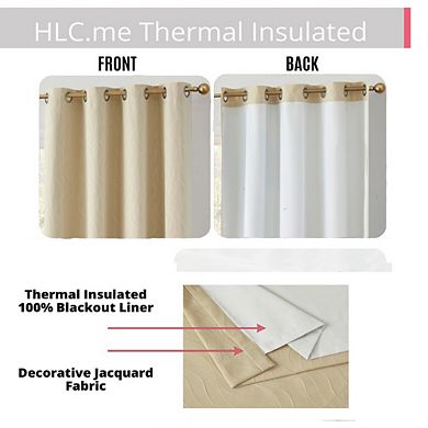 HLC.me Camden 100% Blackout Thermal Energy Efficient Window Curtain Grommet Panels - Set Of 2