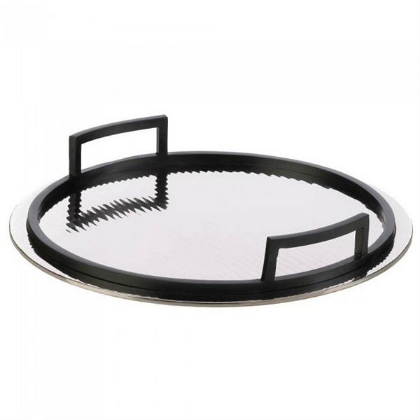 Rippled Mirrored Aluminum Serving Tray Circle