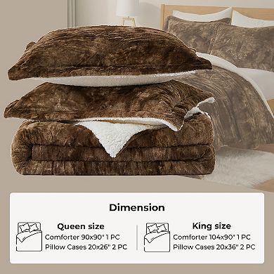Unikome Soft Fluffy Reversible Sherpa Trendy Comforter Set for All Seasons