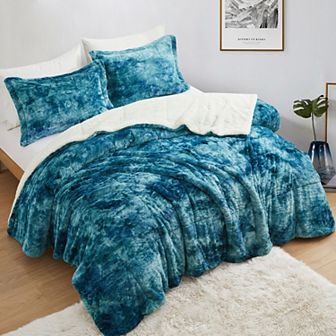 Unikome Soft Fluffy Reversible Sherpa Trendy Comforter Set for All Seasons
