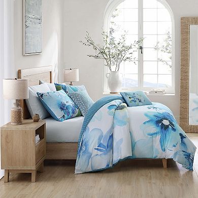 Bebejan Watercolor Blue 100% Cotton 5-Piece Reversible Comforter Set