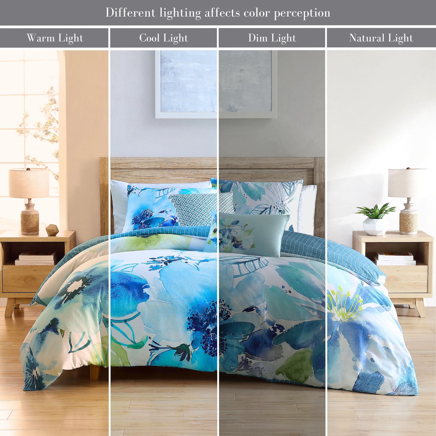 Bebejan Watercolor Blue 100% Cotton 5-Piece Reversible Comforter Set