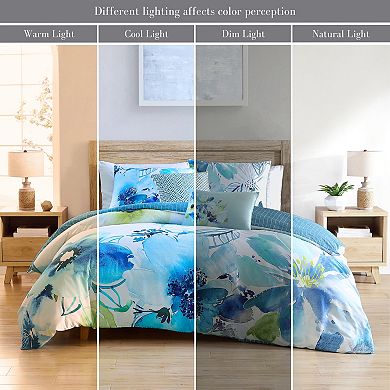 Bebejan Watercolor Blue 100% Cotton 5-Piece Reversible Comforter Set