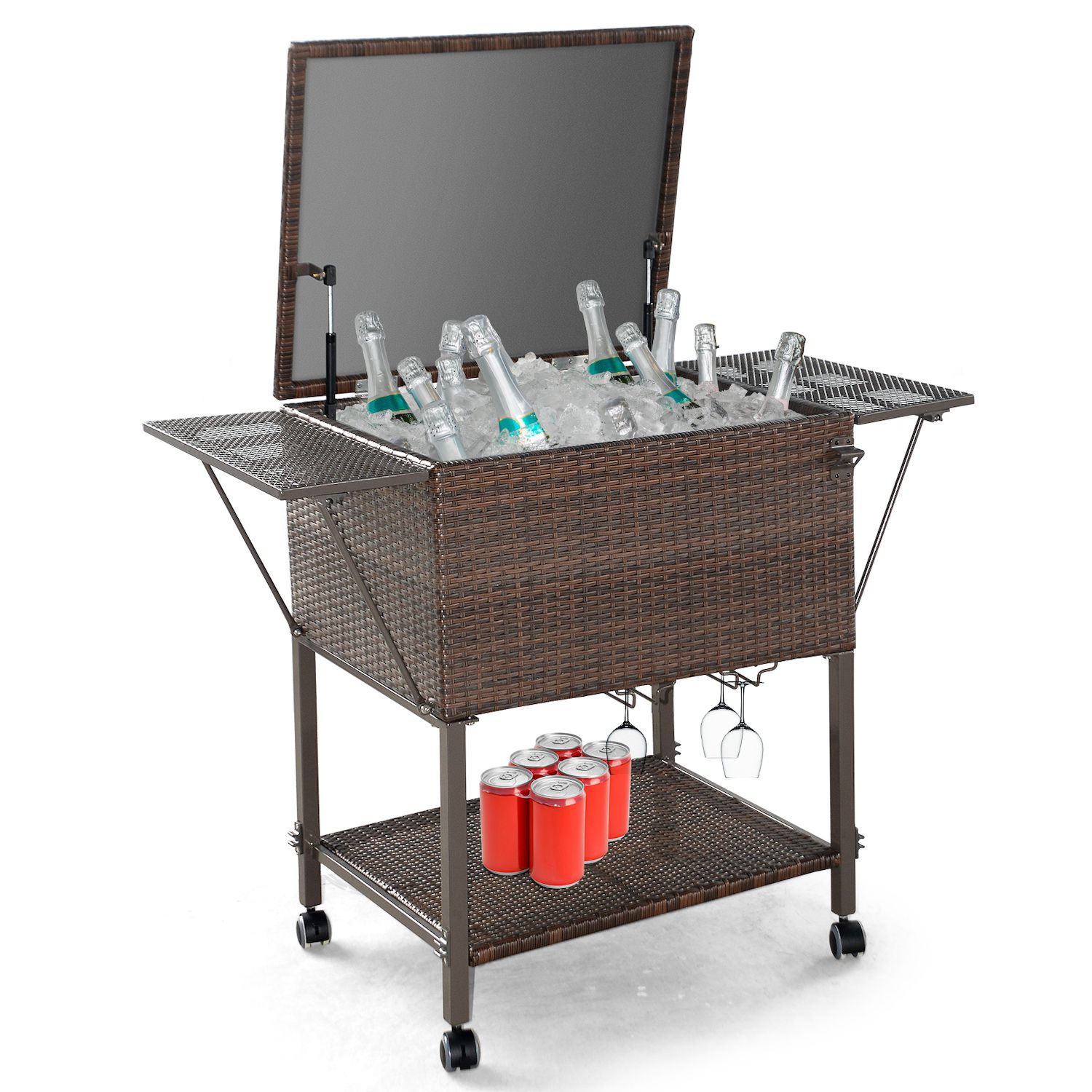Mdesign Small Portable Mini Fridge Storage Cart With Wheels And