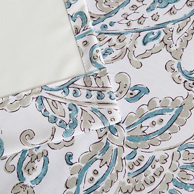 HLC.me Amalfi Paisley Faux Silk 100% Blackout Thermal Lined Curtain Grommet Panels - Pair