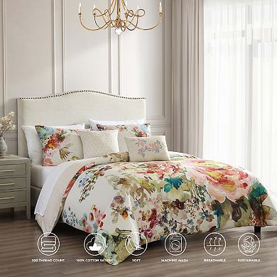 Bebejan Antique Flowers 100% Cotton 5-Piece Reversible Comforter Set