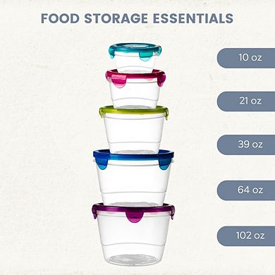 Plastic Jumbo Round Food Storage Container Set