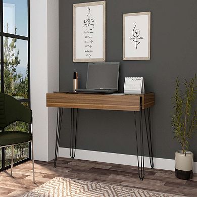 Kyoto 120 Writing Desk, Hairpin, One Drawer