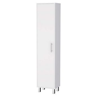 Lawen Tall Storage Cabinet, Single Door, 3 Broom Hangers