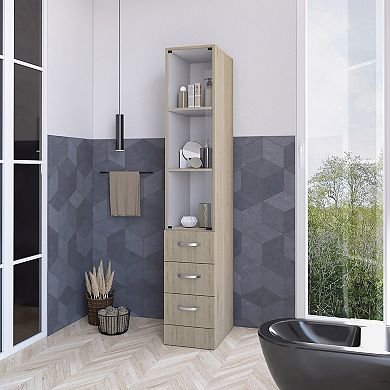 Preston Linen Cabinet, Three Shelves, Four Drawers
