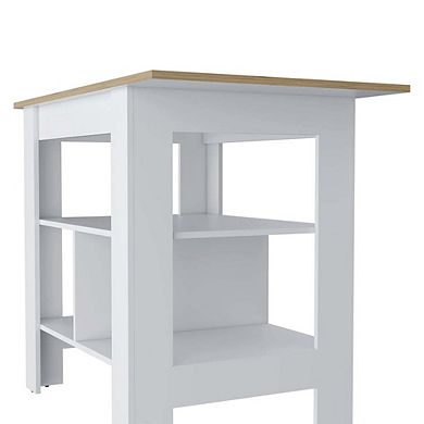 Lisbon Kitchen Island, 3-Tier Shelf and Large Workstation