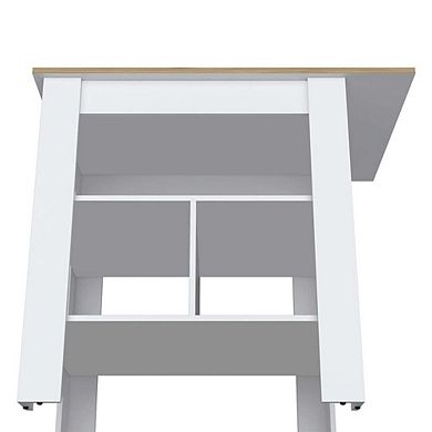 Lisbon Kitchen Island, 3-Tier Shelf and Large Workstation