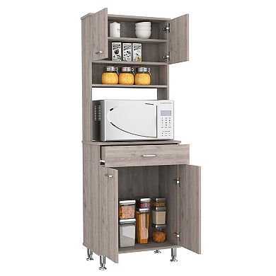 Bay Area Pantry, Two Door Cabinets, One Drawer, Four Adjustable Metal Legs