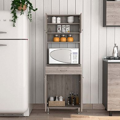Bay Area Pantry, Two Door Cabinets, One Drawer, Four Adjustable Metal Legs