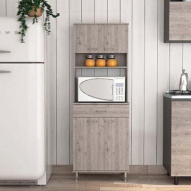 Bay Area Pantry, Two Door Cabinets, One Drawer, Four Adjustable Metal Legs
