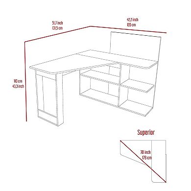 Fresno Writing Computer Desk, Four Shelves