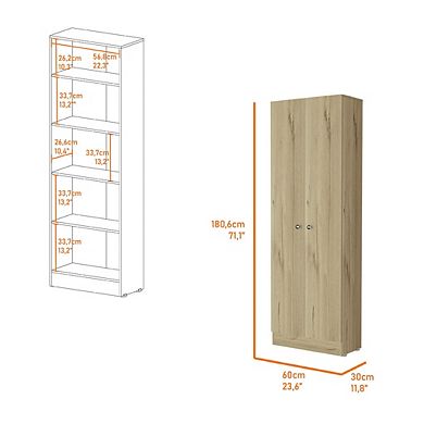 Virginia Double Door Storage Cabinet, Five Shelves