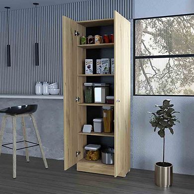 Virginia Double Door Storage Cabinet, Five Shelves