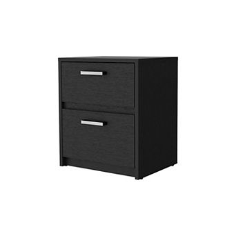 Myrtle 2 Drawers Nightstand, Bedside Table with Metal Handles