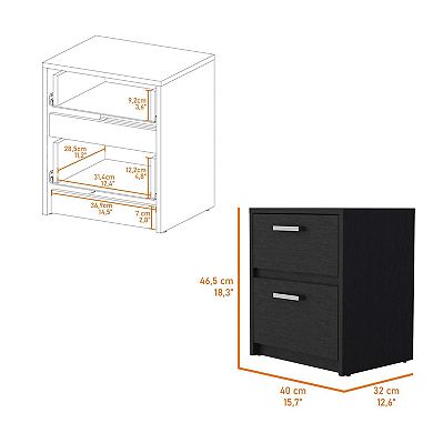 Myrtle 2 Drawers Nightstand, Bedside Table with Metal Handles