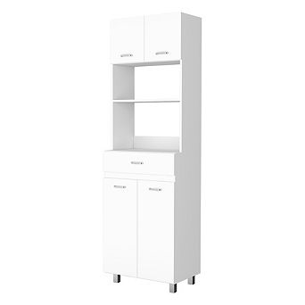 Auburn Microwave Pantry Cabinet, Two Cabinets, Two Open Shelves, Drawer