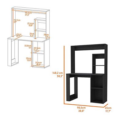 Carroll Computer Desk with Hutch and Storage Shelves