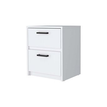 Myrtle 2 Drawers Nightstand, Bedside Table with Metal Handles