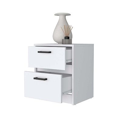 Myrtle 2 Drawers Nightstand, Bedside Table with Metal Handles