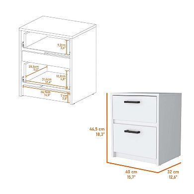 Myrtle 2 Drawers Nightstand, Bedside Table with Metal Handles